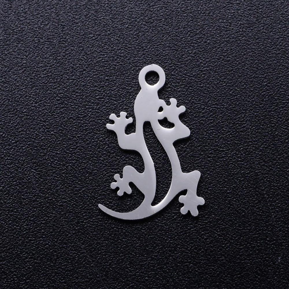 gecko stainless steel charms silver 5 pack