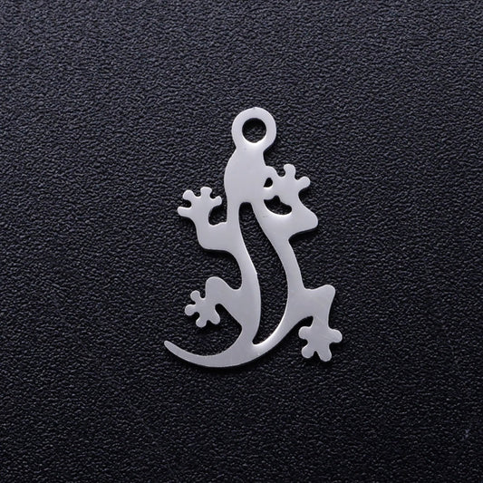 gecko stainless steel charms silver 5 pack