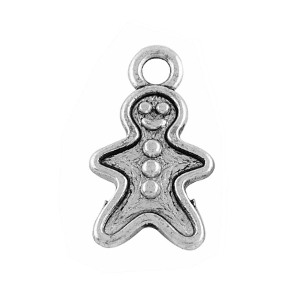 gingerbread man antique silver charms 10 pack pendants
