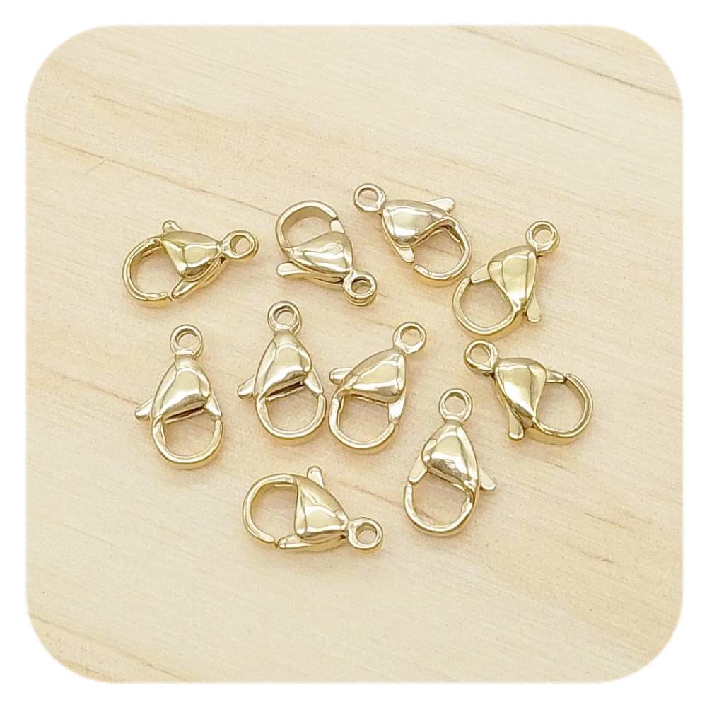 golden stainless steel lobster clasps 10mm