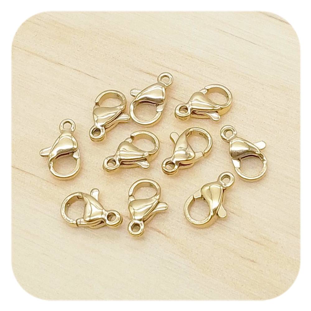 golden stainless steel lobster clasps 12mm