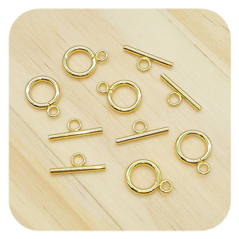 stainless steel toggle clasps 5 pack golden