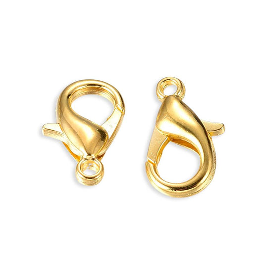 Golden tone alloy lobster clasps for jewellery making and craft projects
