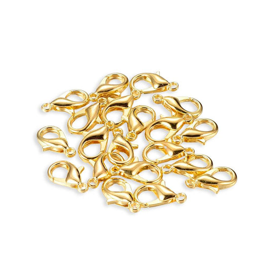 Golden tone alloy lobster clasps for craft and jewellery supplies