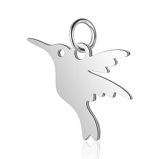hummingbird stainless steel charms silver 5 pack