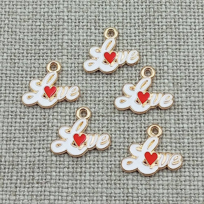 white love words gold tone charms pendants 10 pack