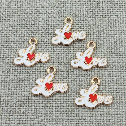 white love words gold tone charms pendants 10 pack