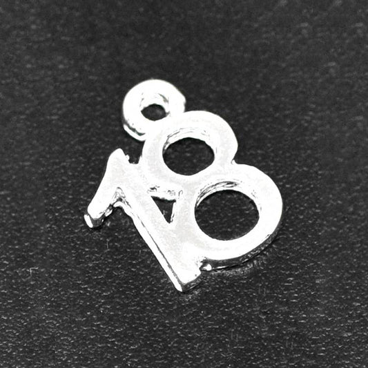 number 18 silver-plated charms 10 pack