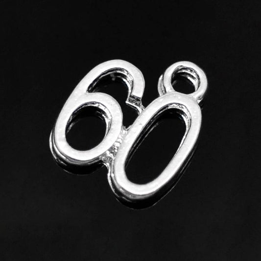number 60 silver-plated charms 10 pack