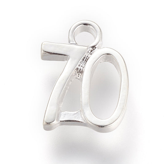 number 70 silver-plated charms 10 pack