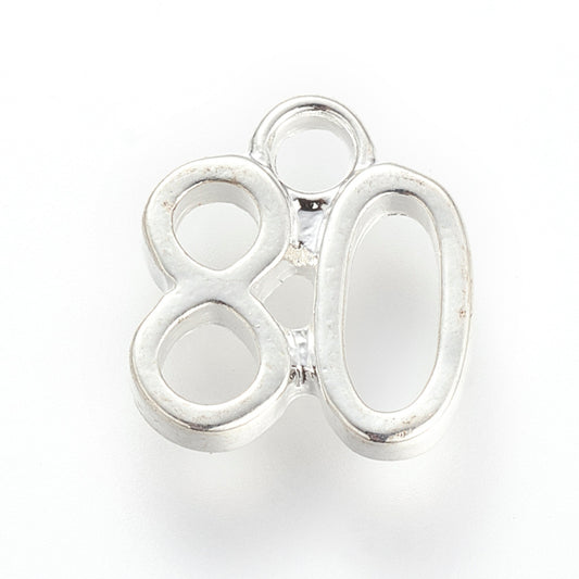 number 80 silver-plated charms 10 pack