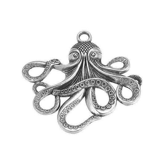 octopus antique silver charms pendants 3 pack