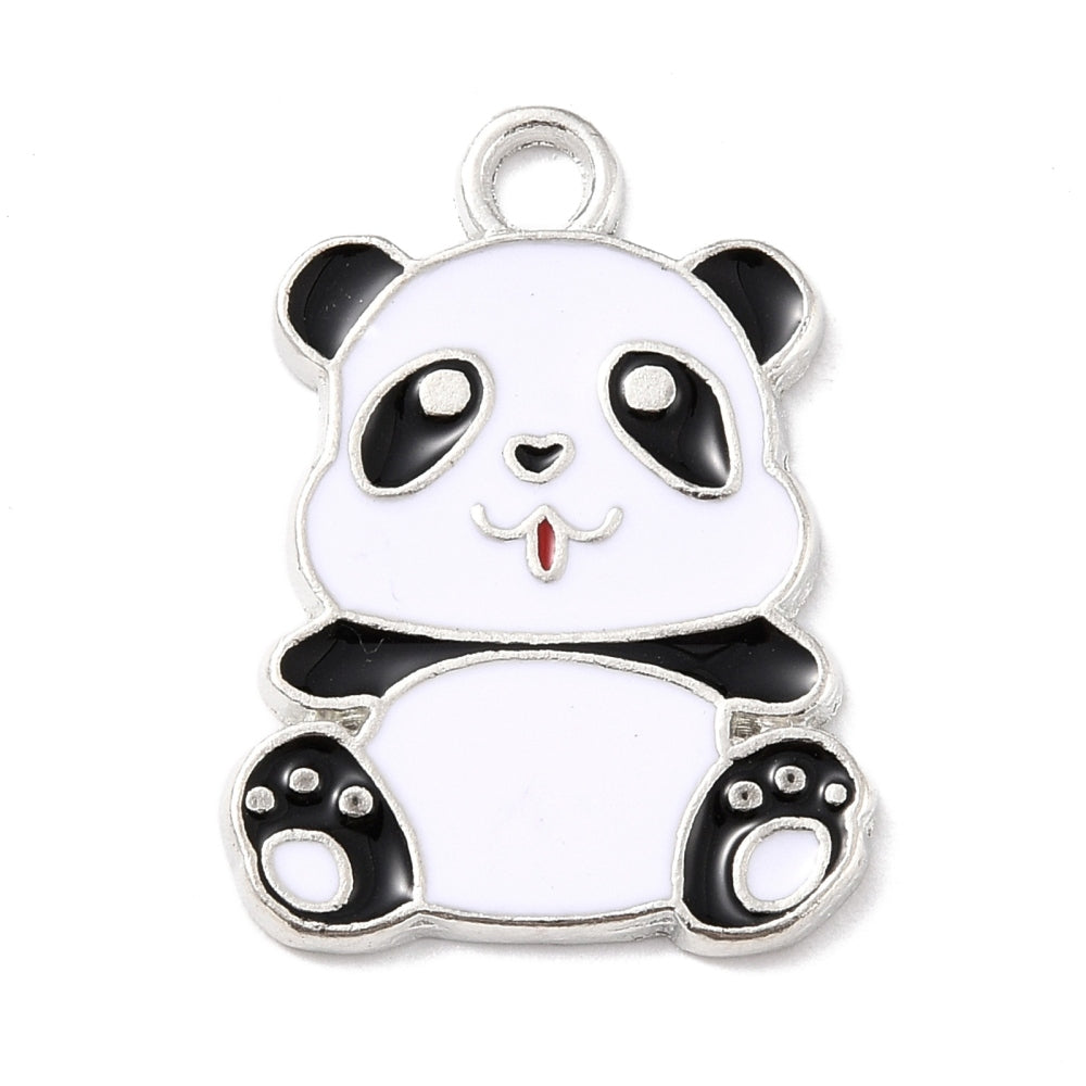 panda silver-plated enamel charms 10 pack
