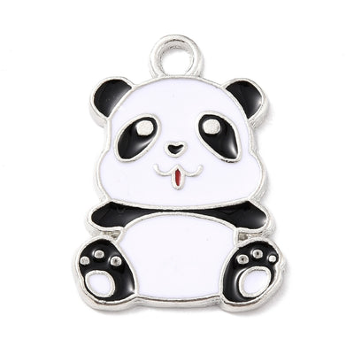 panda silver-plated enamel charms 10 pack