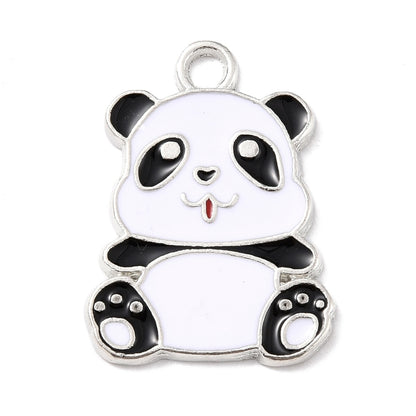 panda silver-plated enamel charms 10 pack