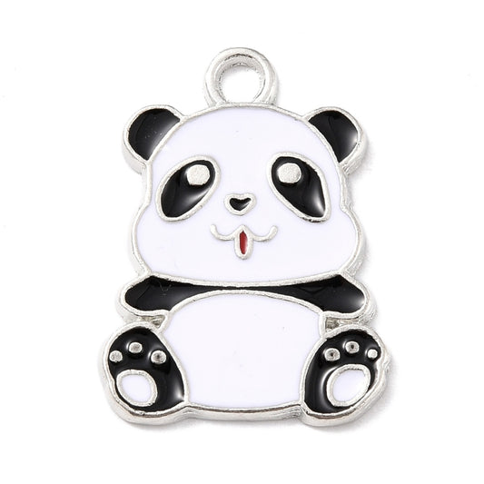 panda silver-plated enamel charms 10 pack