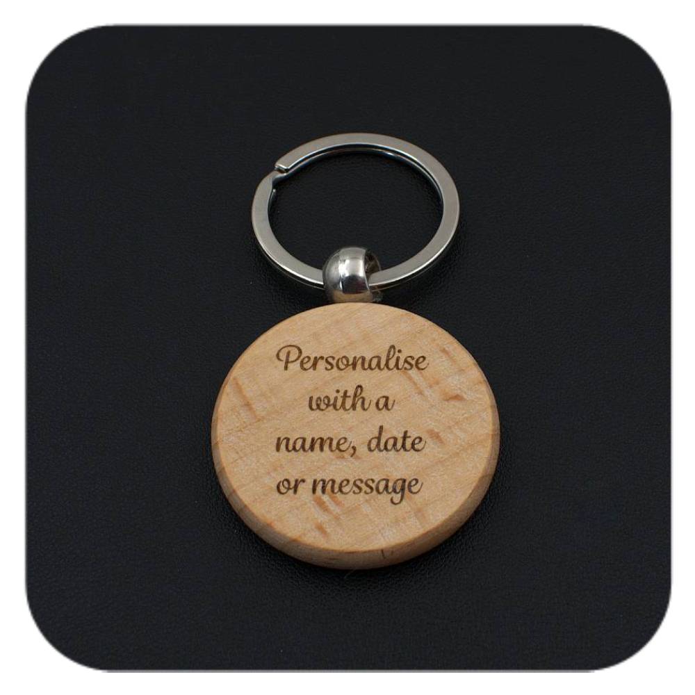 Personalised engraving example for Celtic Tree Zodiac wooden keyring