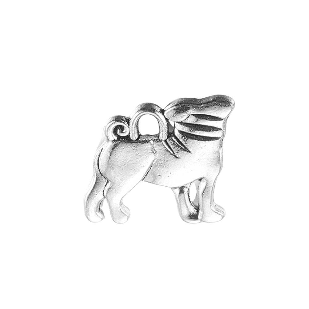 metal pug dog antique silver charms pendants