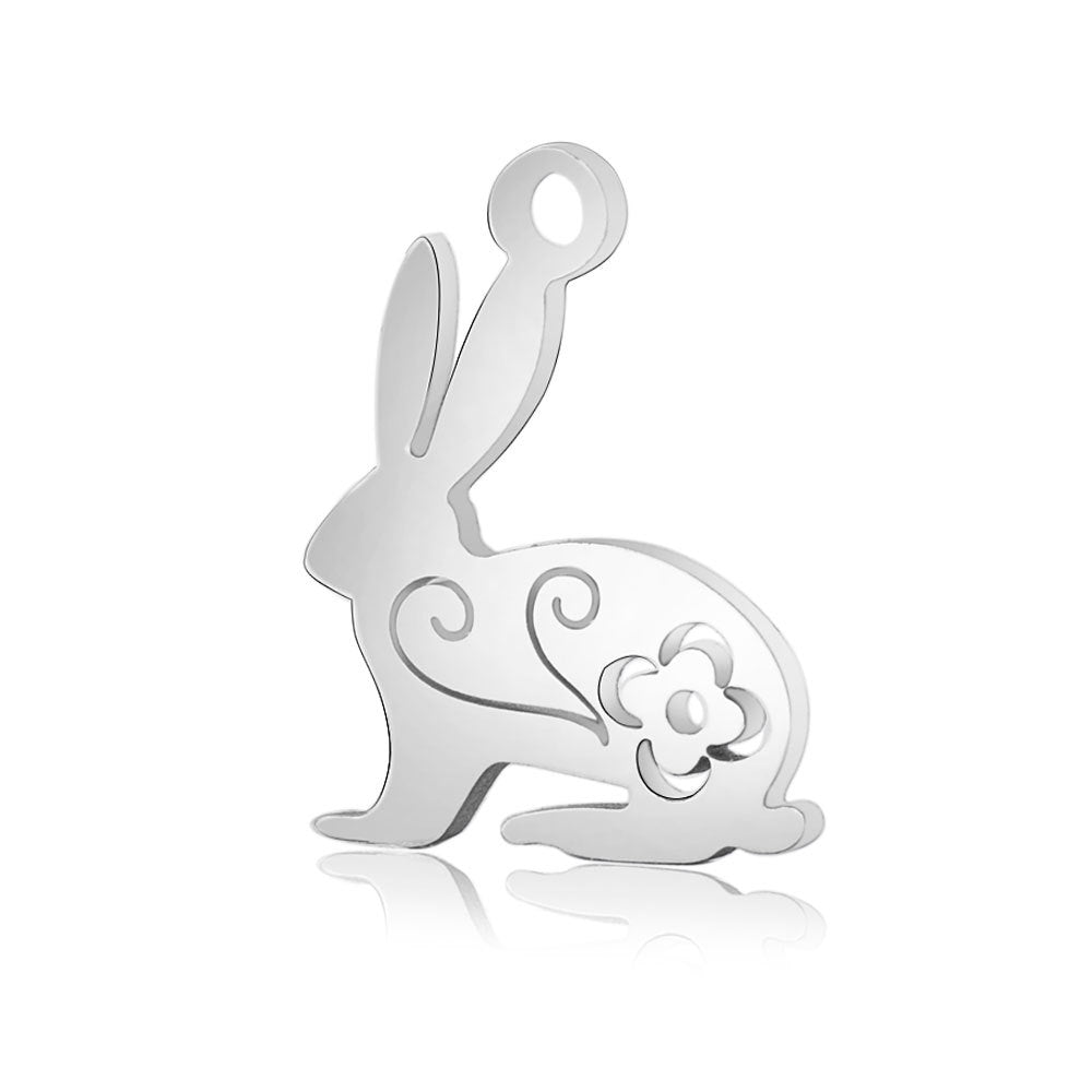 rabbit stainless steel charms silver 5 pack