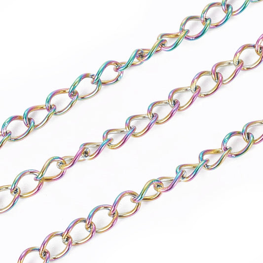 rainbow stainless steel curb chain 1 metre