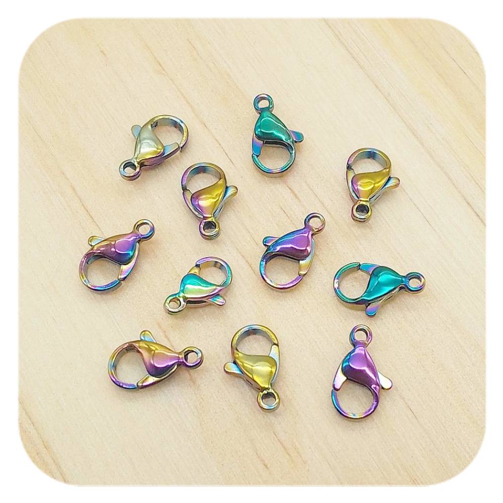 rainbow stainless steel lobster clasps 12mm