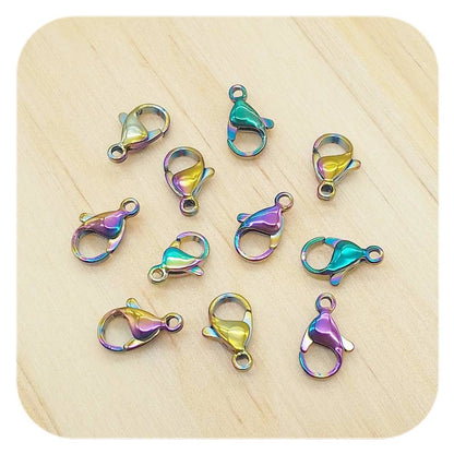 rainbow stainless steel lobster clasps 12mm