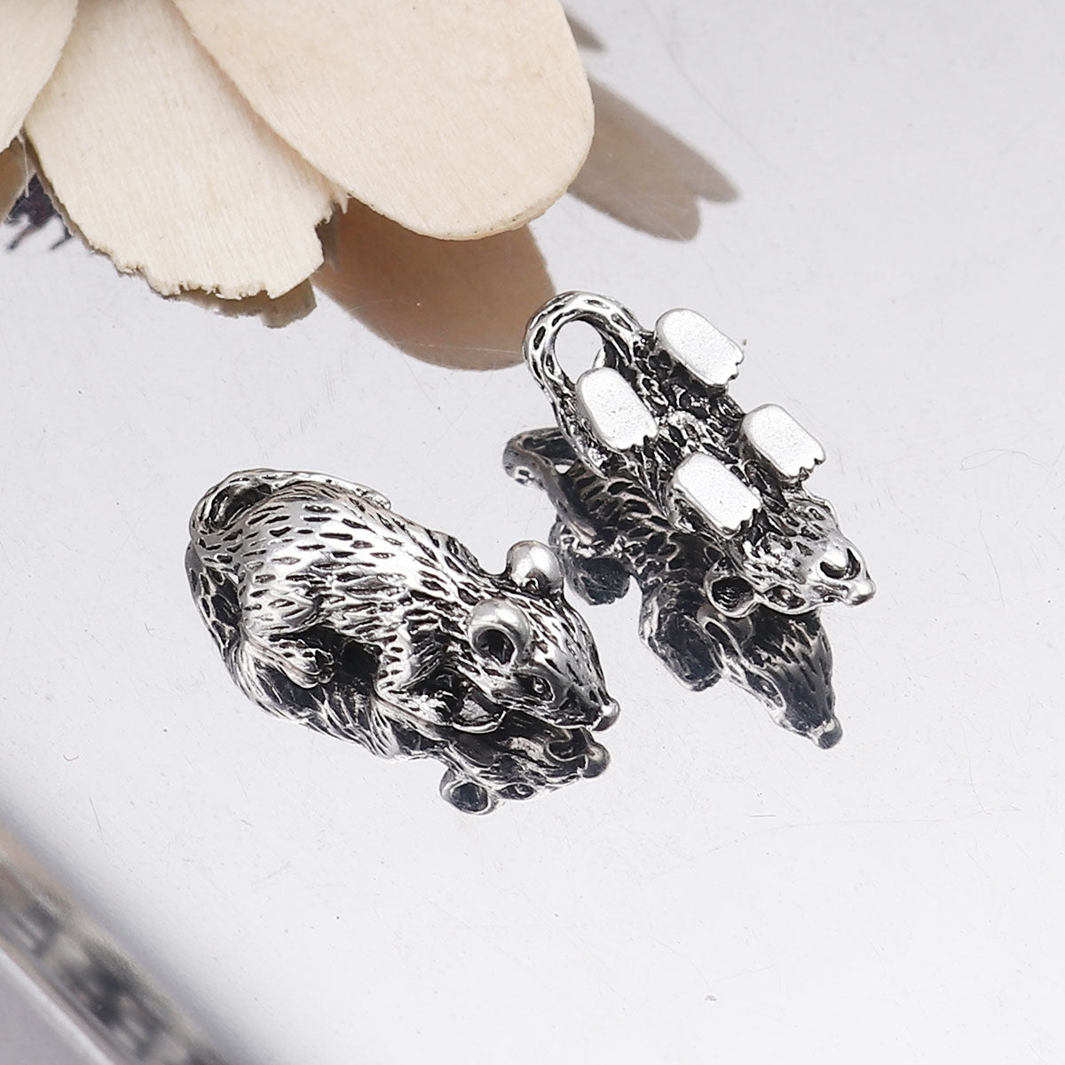 rat mouse charms antique silver pendant pack