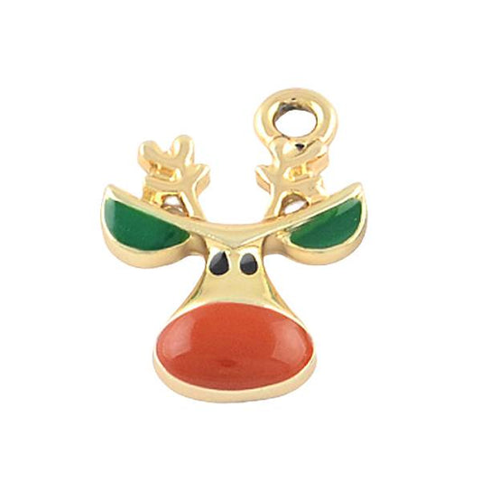 reindeer gold-plated enamel charms 10 pack