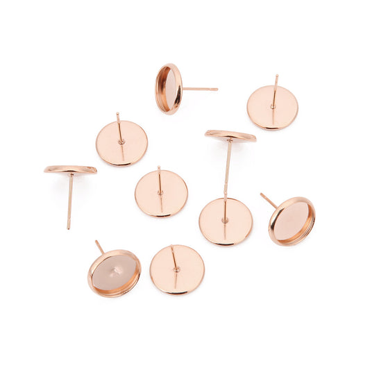 stainless steel rose gold blank cabochon earring posts