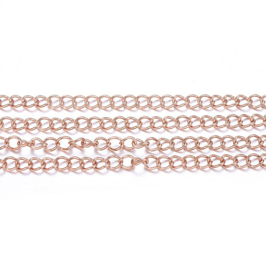 rose gold stainless steel curb chain 1 metre