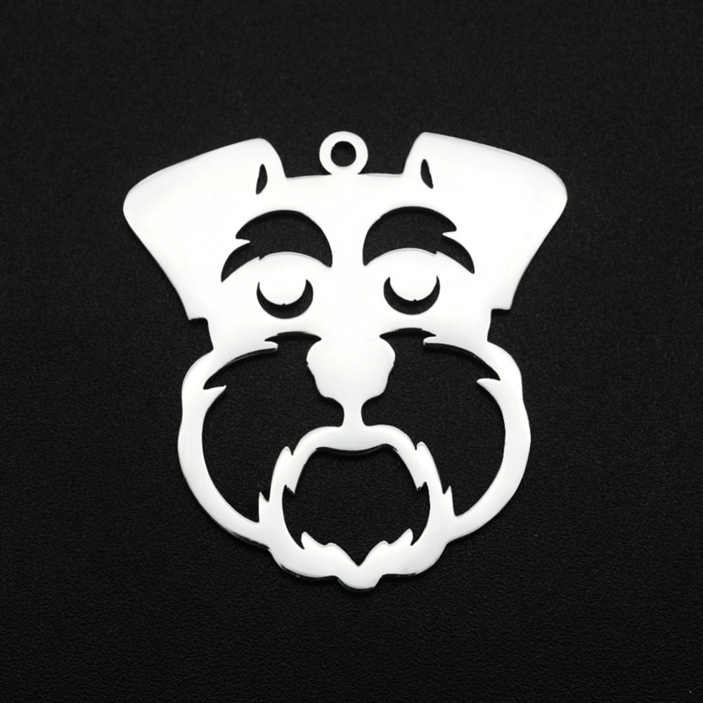 schnauzer stainless steel charms silver 2 pack