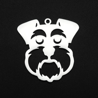 schnauzer stainless steel charms silver 2 pack