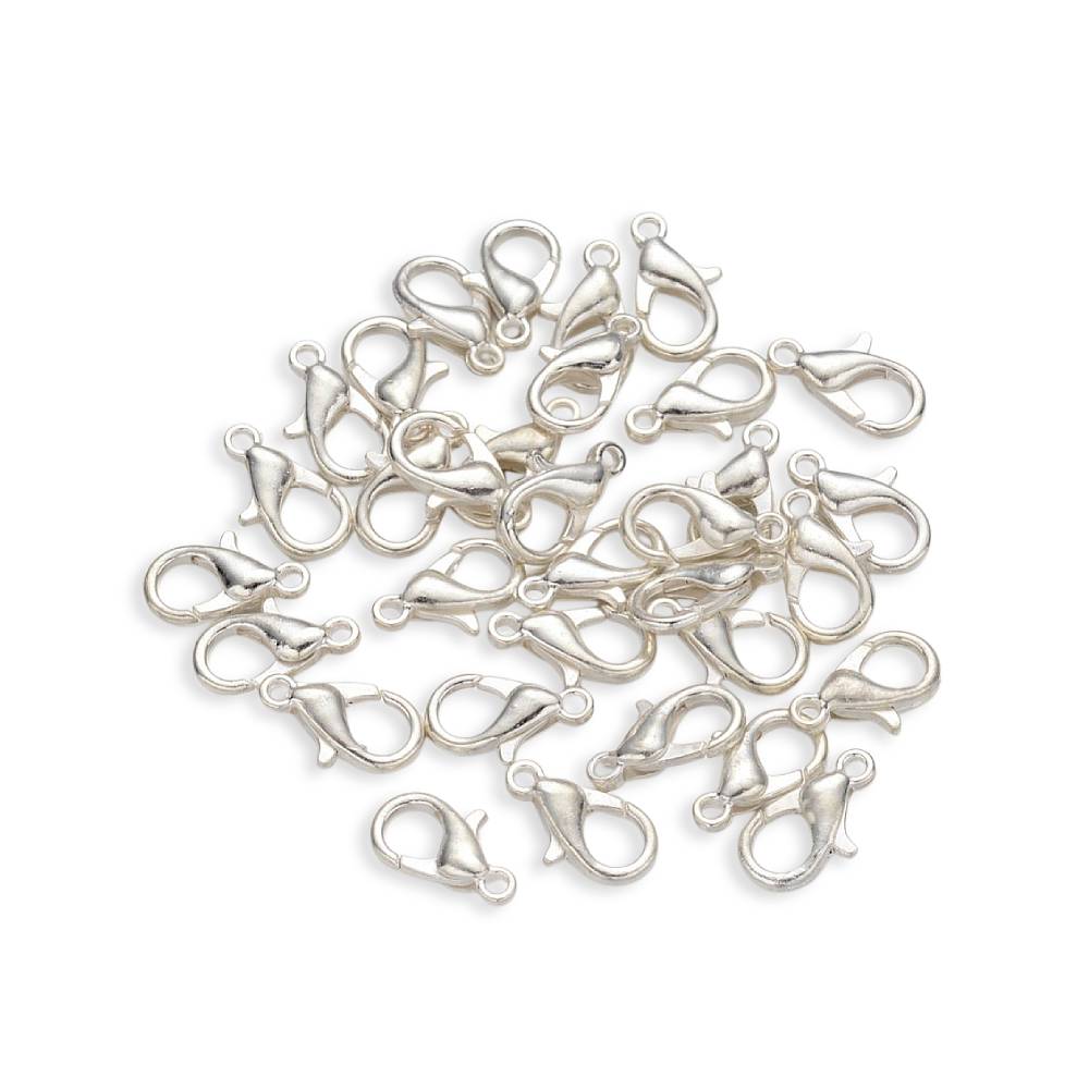 Silver plated alloy lobster clasps for craft and jewellery supplies