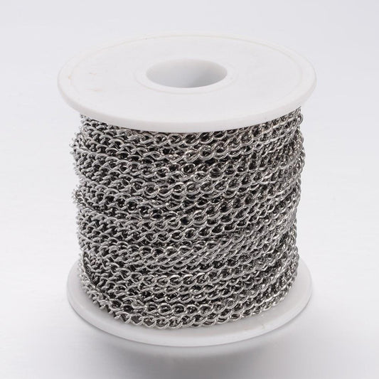 stainless steel curb chain 1 metre silver