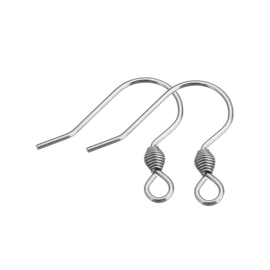 stainless steel barrel bead earring hooks ear wires silver