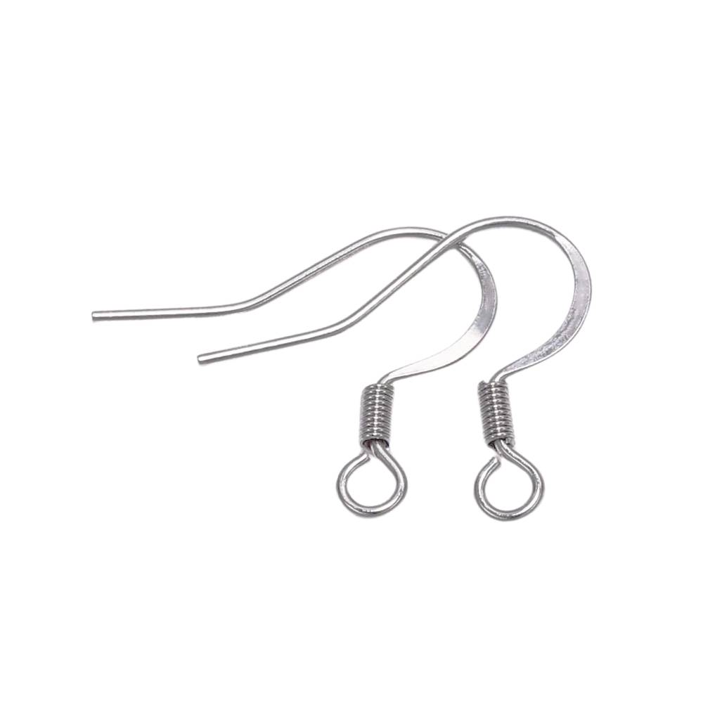 stainless steel coil flat earring hooks ear wires silver