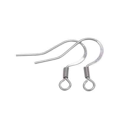 stainless steel coil flat earring hooks ear wires silver