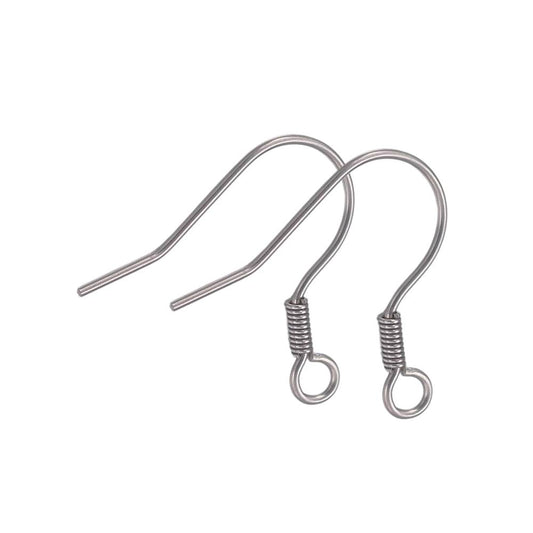 stainless steel coil earring hooks ear wires silver