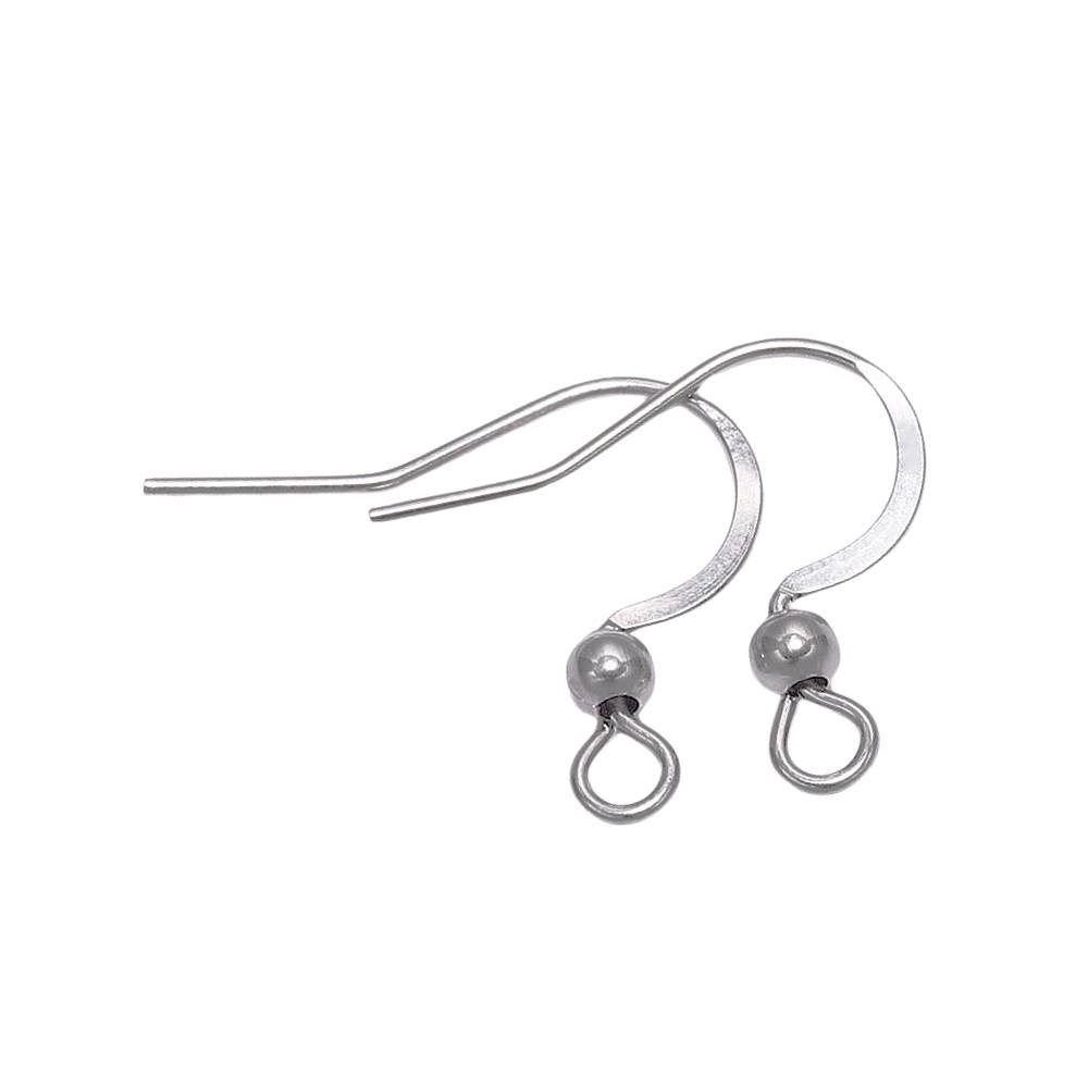 stainless steel bead flat earring hooks ear wires silver