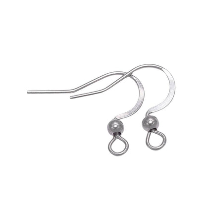 stainless steel bead flat earring hooks ear wires silver