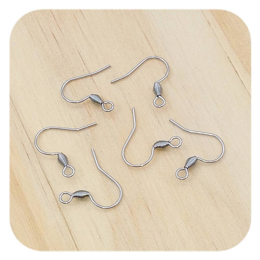 silver stainless steel barrel bead earring hooks ear wires