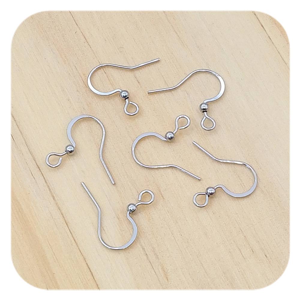 silver stainless steel bead flat earring hooks ear wires