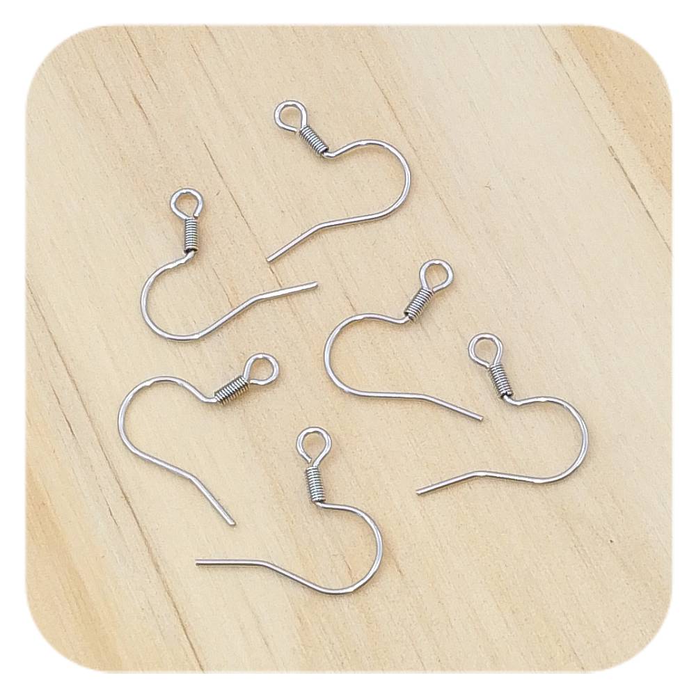 silver stainless steel coil earring hooks ear wires