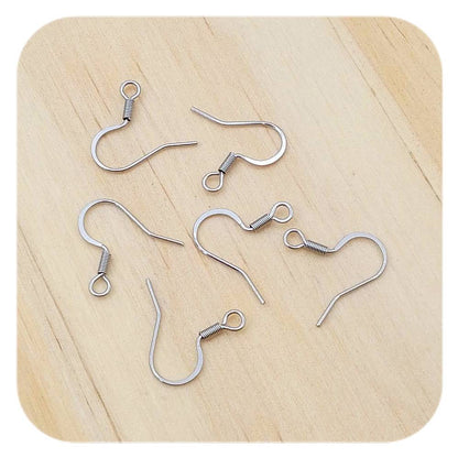 silver stainless steel coil flat earring hooks ear wires