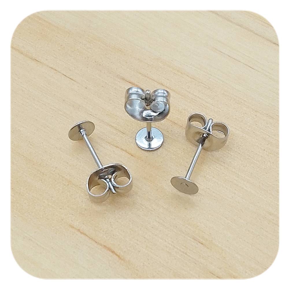 silver stainless steel blank cabochon lever back earrings 4mm