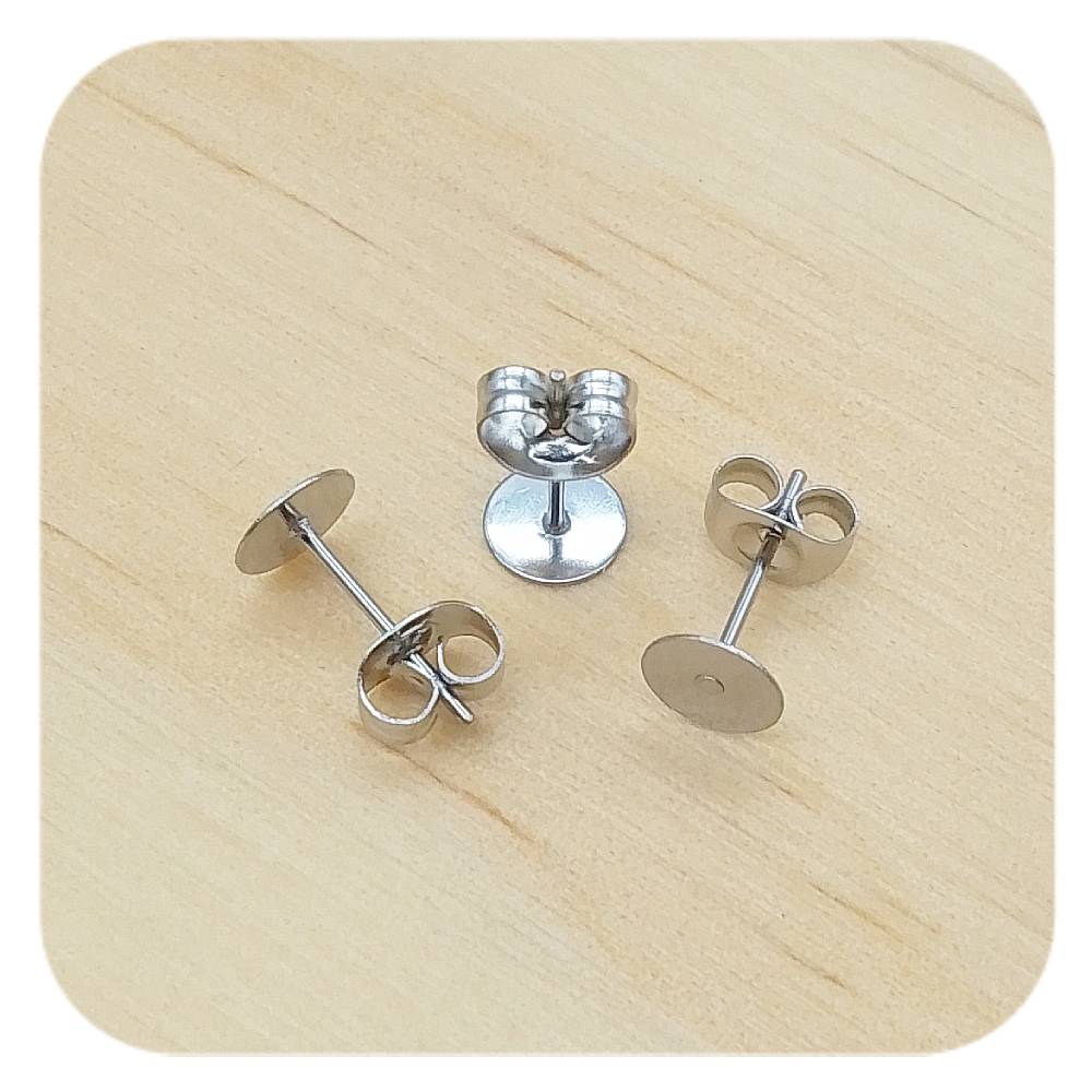 silver stainless steel blank cabochon lever back earrings 6mm