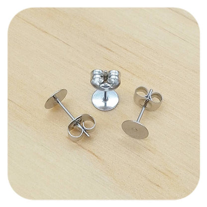 silver stainless steel blank cabochon lever back earrings 6mm