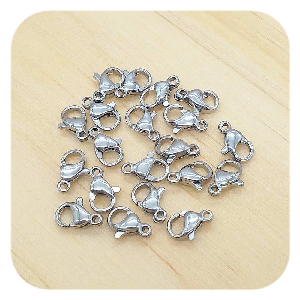 silver stainless steel lobster clasps 10mm