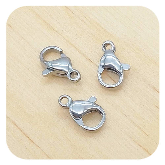 silver stainless steel lobster clasps 10mm