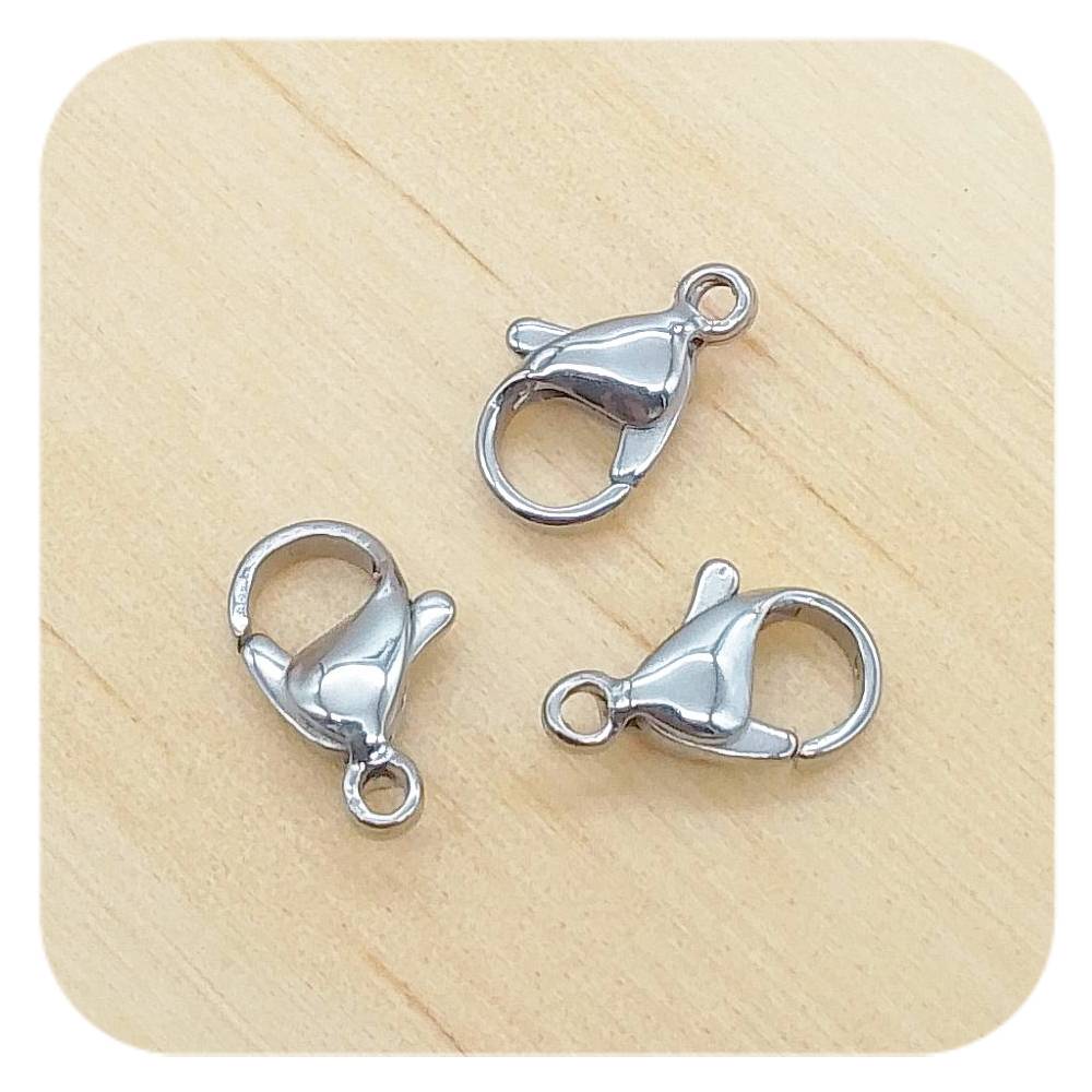 silver stainless steel lobster clasps 12mm